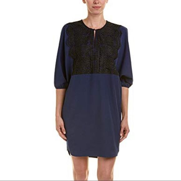Alton Gray Crochet Bib Dolman Dress - Picture 1 of 7